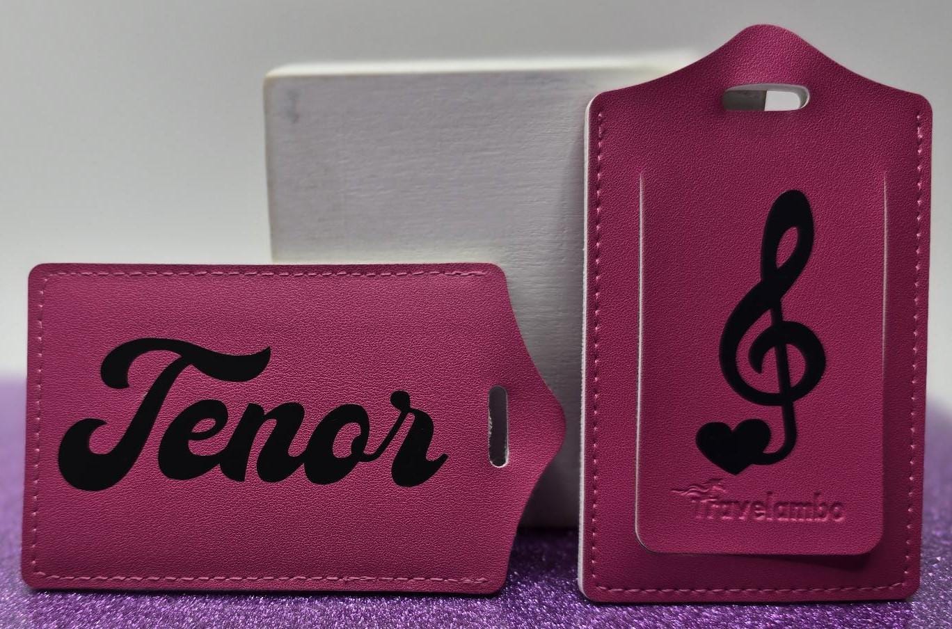 Barbershop tenor faux leather luggage tag